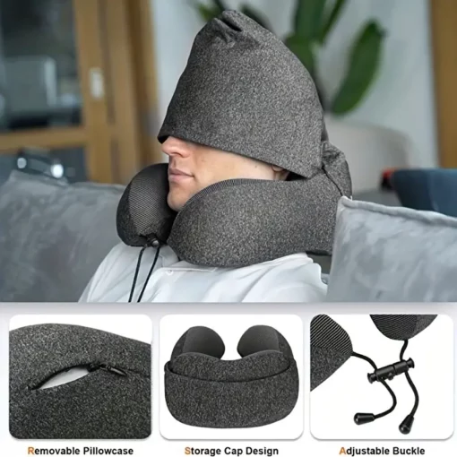 travel-cpap--Comfortable-Memory-Foam-Travel-Pillow-with-Hidden-Hoody-for-Sleeping-cpap-store-usa